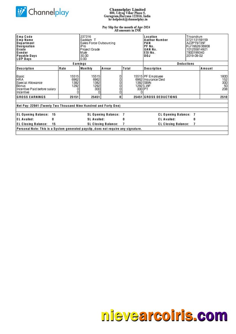 Channelplay payslip